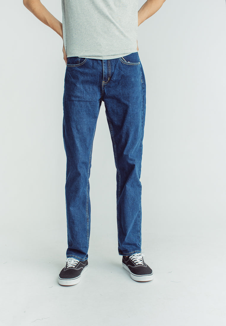 Blue Straight Mid Mens Basic Five Pocket Jeans