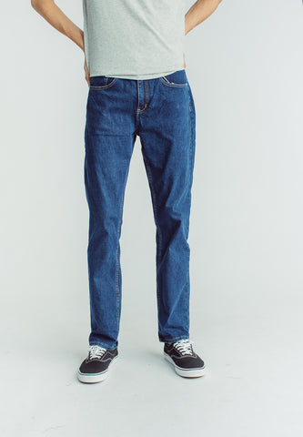 Blue Straight Mid Mens Basic Five Pocket Jeans