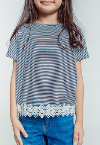 Mossimo Kids Aly Black Lace Striped Tee