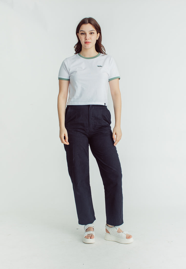 Mossimo Mellisa White Sage Leaf Classic Cropped Fit Tee
