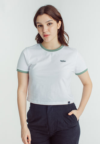 Mossimo Mellisa White Sage Leaf Classic Cropped Fit Tee