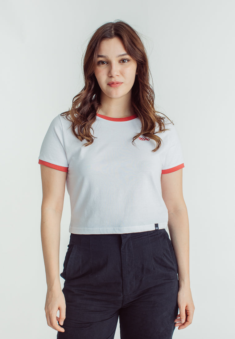 Mossimo Mellisa White Astrodust Classic Cropped Fit Tee