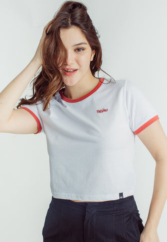 Mossimo Mellisa White Astrodust Classic Cropped Fit Tee