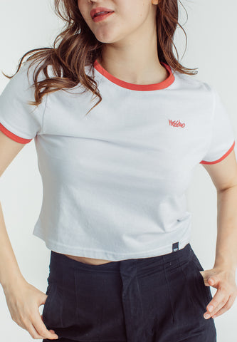 Mossimo Mellisa White Astrodust Classic Cropped Fit Tee