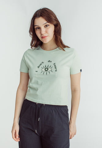 Mossimo Alexandra Fog Green Classic Cropped Fit Tee