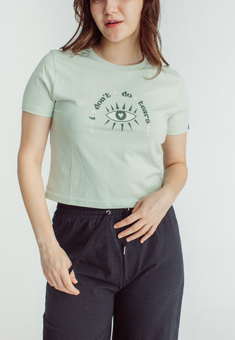 Mossimo Alexandra Fog Green Classic Cropped Fit Tee