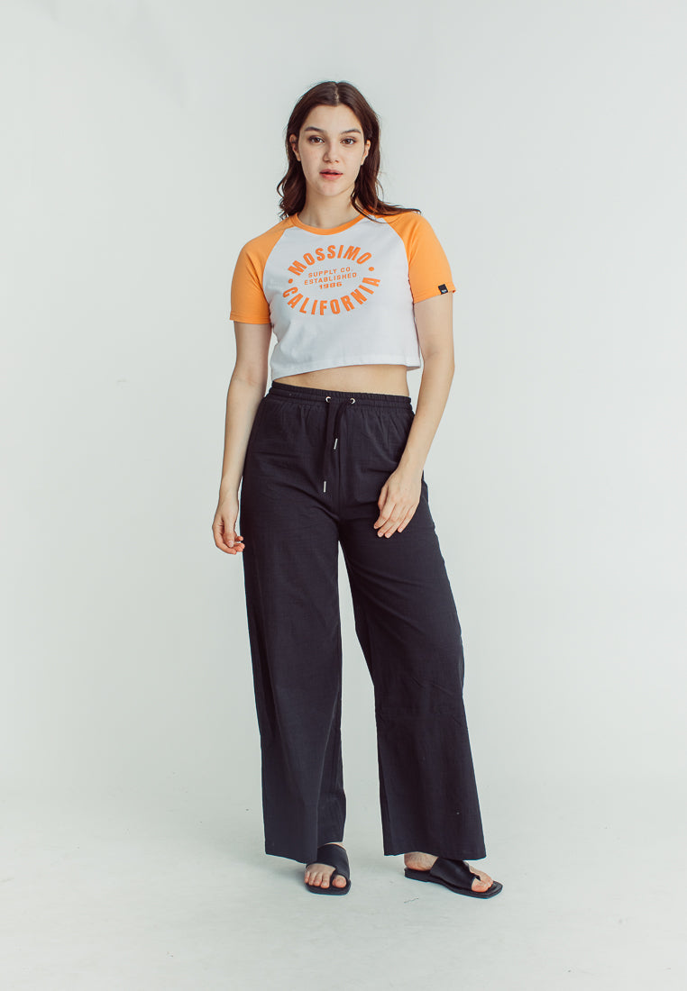 Mossimo Krizzia White Apricot Vintage Cropped Fit Tee