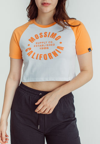 Mossimo Krizzia White Apricot Vintage Cropped Fit Tee