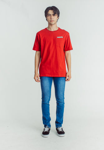 Mossimo Chili Pepper Basic Round Neck Modern Fit Tee with Felt and Patch Embroidery