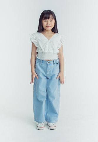 Mossimo Kids Lalaine White Butterfly Sleeve Top