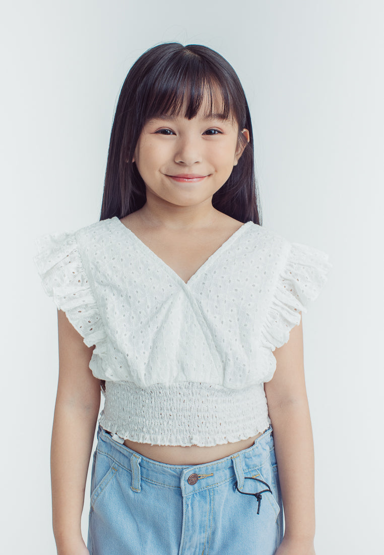 Mossimo Kids Lalaine White Butterfly Sleeve Top