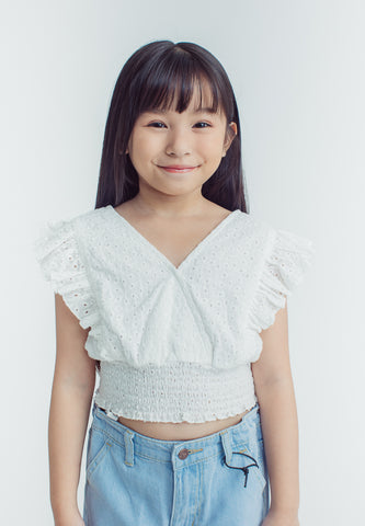 Mossimo Kids Lalaine White Butterfly Sleeve Top
