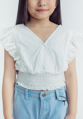 Mossimo Kids Lalaine White Butterfly Sleeve Top