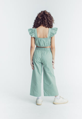 Mossimo Kids Paulyn Aspen Green Frill Top and Wide Leg Pants Set