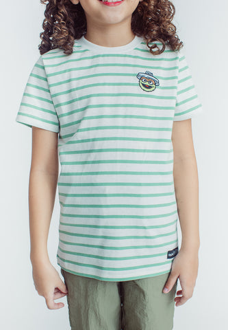 Mossimo Kids White Green Sesame Street Oscar Stripes Tshirt