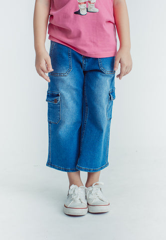 Mossimo Kids Angela Medium Blue Stretch Fit Cargo Jeans