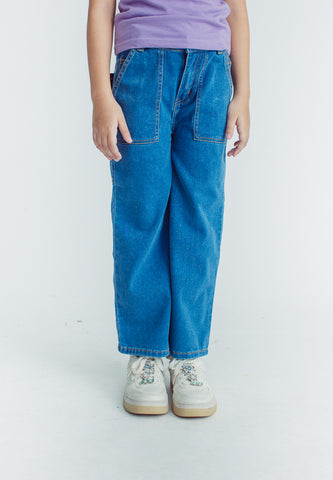 Mossimo Kids Kelly Medium Blue Carpenter High Waisted Jeans