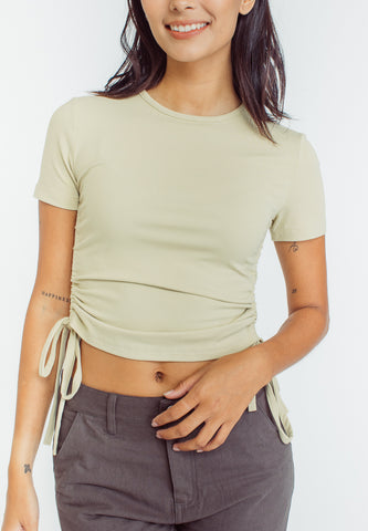 Mossimo Monica Fog Green Ruched Top