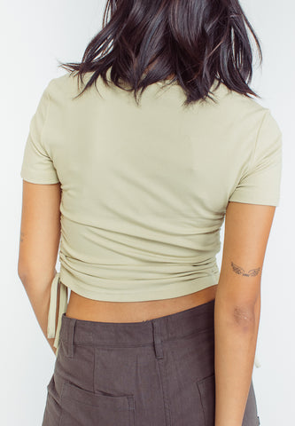Mossimo Monica Fog Green Ruched Top