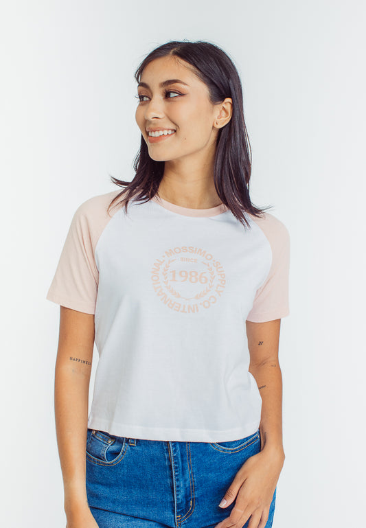 Mossimo Isha White Beige Classic Cropped Fit Tee