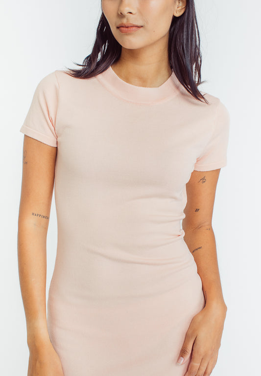 Mossimo Carmela Peach Bodycon Crew Neck Dress