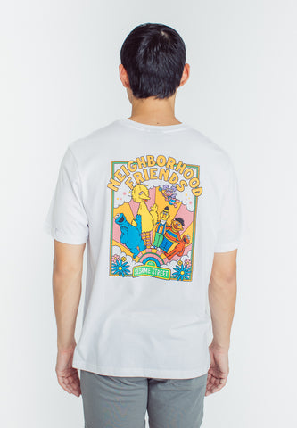 Mossimo White Sesame Street Printed Shirt with Back Print Modern Fit Tee
