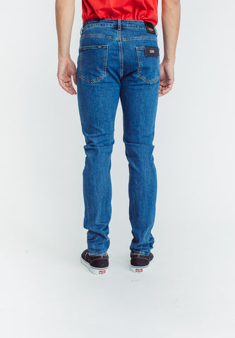 Mossimo Lawrence Medium Blue Ankle Length with Ripped and Patch Jeans