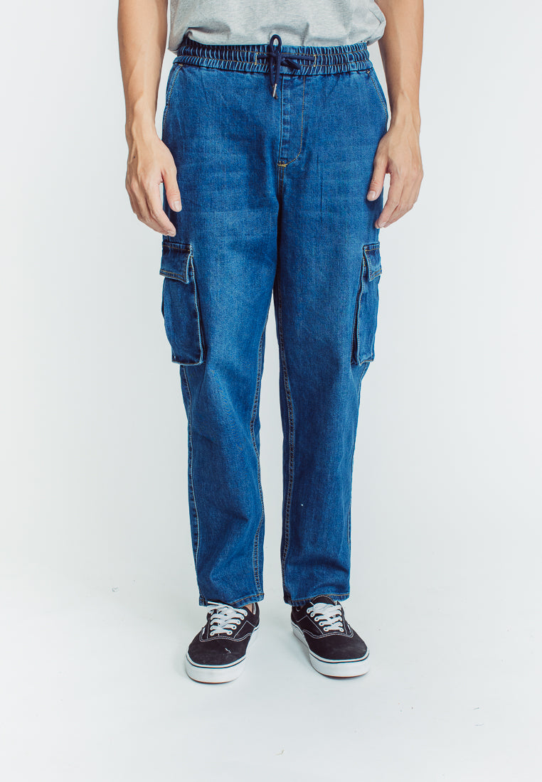 Mossimo Benjamin Medium Blue Relaxed Fit Cargo Jeans
