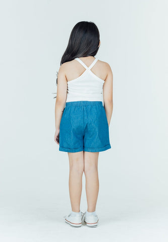 Mossimo Kids Yen White Cropped Halter Top and Denim Shorts Set