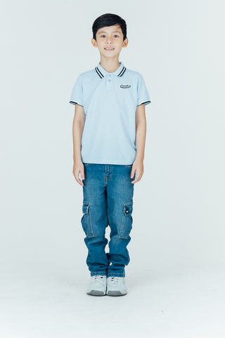 Mossimo Kids Jeryll Skyway Blue Cuffed Sleeves Polo Shirt