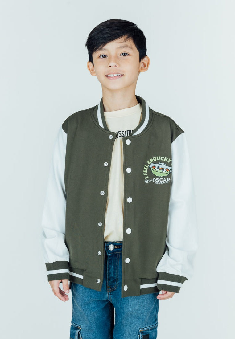 Mossimo Kids White Green Sesame Street Bomber Jacket