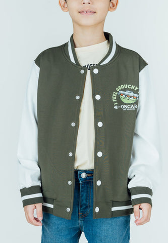 Mossimo Kids White Green Sesame Street Bomber Jacket