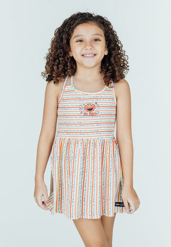 Mossimo Kids White Sesame Street Printed Cross Back Dress