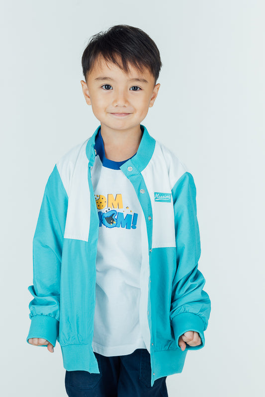 Mossimo Kids Dave Teal White Varsity Jacket