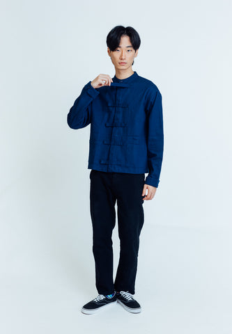 Mossimo Gekko Navy Blue Oversized Chinese Jacket