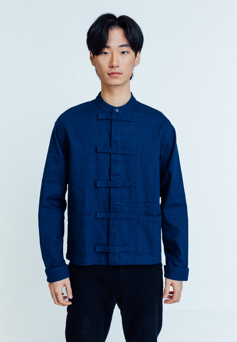 Mossimo Gekko Navy Blue Oversized Chinese Jacket