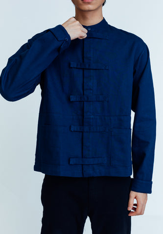 Mossimo Gekko Navy Blue Oversized Chinese Jacket