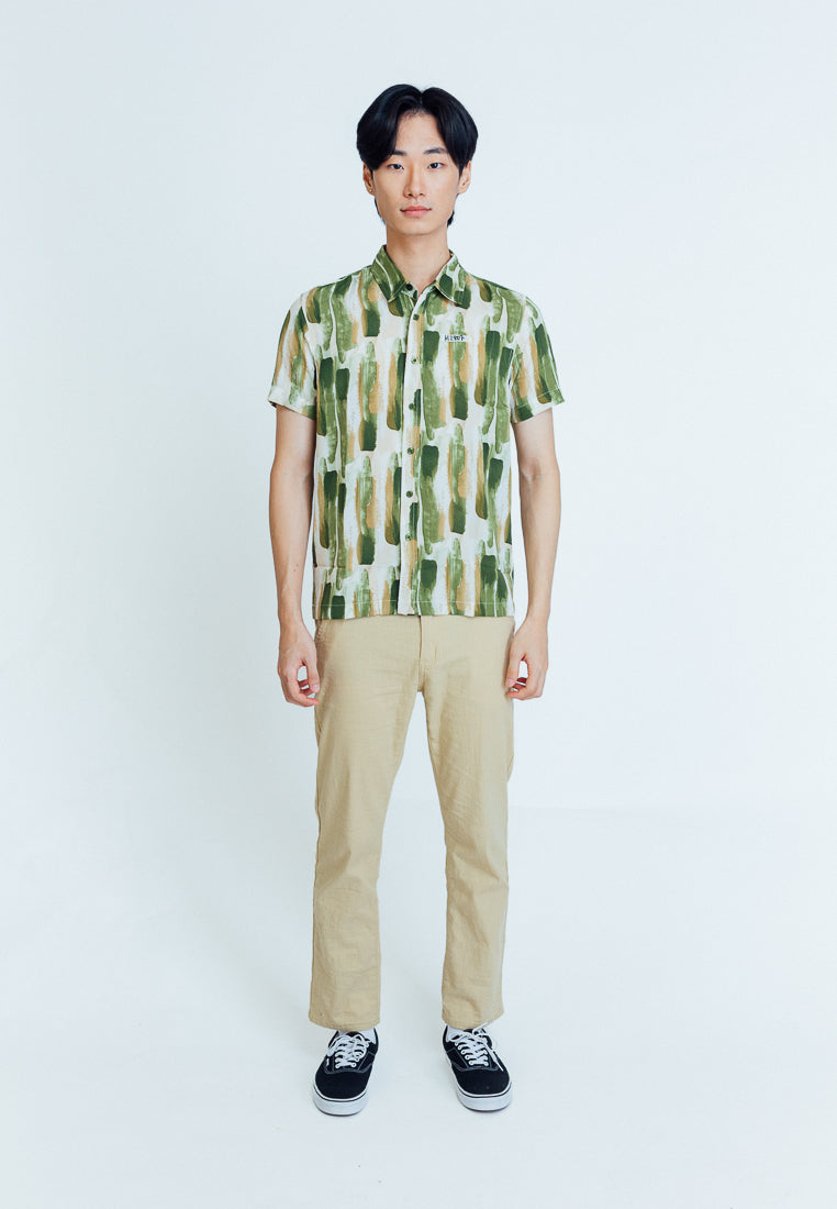 Mossimo Reeve Green Short Sleeves Printed Buttondown