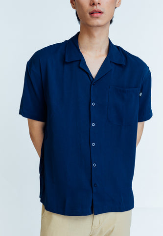 Mossimo Denver Navy Blue Urban Fit Short Sleeve Button Down