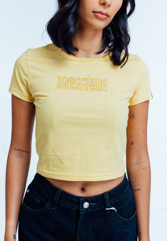 Mossimo Marjorie Light Yellow New Generation Cropped Fit Tee
