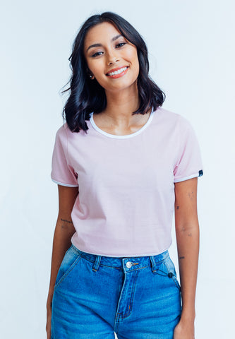 Mossimo Jacqueline Light Pink Scoop Neck Retro Cropped Fit Tee