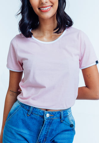 Mossimo Jacqueline Light Pink Scoop Neck Retro Cropped Fit Tee