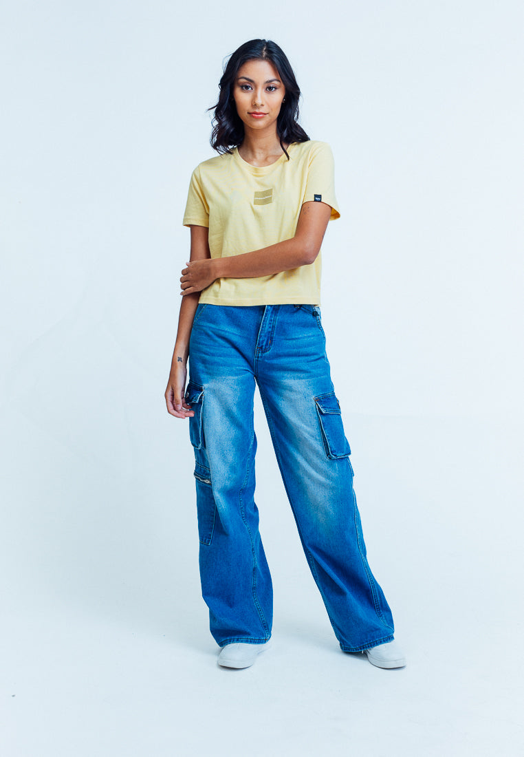 Mossimo Darlyn Light Yellow Classic Cropped Fit Tee