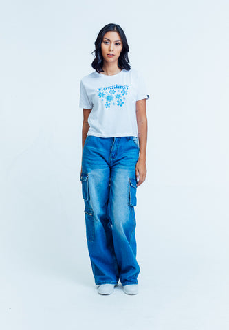 Mossimo Raiza White Classic Cropped Fit Tee