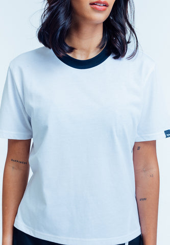 Mossimo Karina White Black Classic Fit Tee