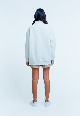 Mossimo Coleen Heather Gray Half Zip Turtle Neck Pullover