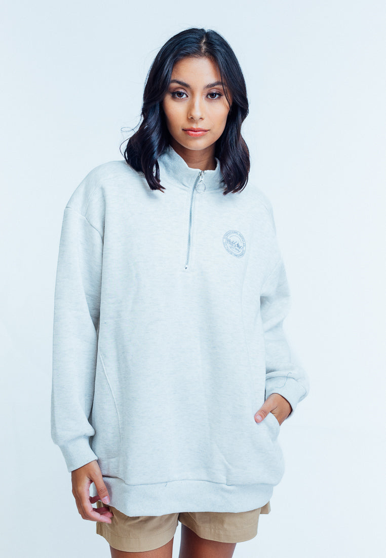 Mossimo Coleen Heather Gray Half Zip Turtle Neck Pullover