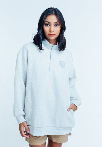 Mossimo Coleen Heather Gray Half Zip Turtle Neck Pullover