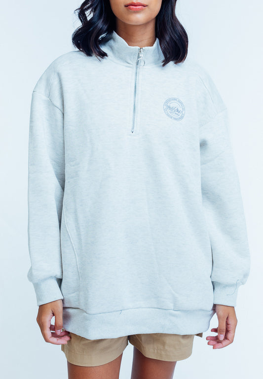 Mossimo Coleen Heather Gray Half Zip Turtle Neck Pullover