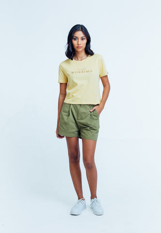 Mossimo Aimee Light Yellow Classic Cropped Fit Tee